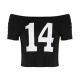 Fongt Cloth Forget Street Style Digital Print Loose V-Neck Short-Sleeved T-Shirt Hot Girl Shoulder Thin Casual Top