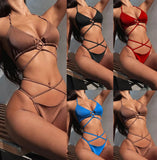 Fongt New Bikini Outer Single Swimsuit Split Women's Swimsuit Solid Color Strap Sexy Bikini B317Q-Outfit