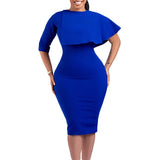 Fongt Large-Size Female Decoration Height Waist Lotus Side Temperament Commuter Pencil Skirt Dress