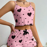 Fongt Women's Home Clothes Love Print Sling Shorts Casual Pit Strip Can Wear Women's