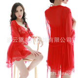 Piece Lace Sexy Pajamas Adult Sex Underwear Perspective Lady Gauze Halter Sleeping Skirt-Outfit