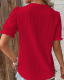 Fongt Summer New Holiday Fashion Hollow Short-Sleeved Women's Shirt