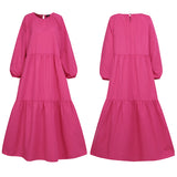 Holiday Pleated Dresses Casual Women Solid Dress Long Lantern Sleeve Maxi Dress Stylish Vestido VONDA Beach 2022 Long