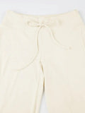Solid Turned Waist Tie Up Flare Leg Pants-Outfit