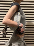 sleeve crop top with grunge batwing