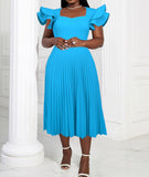 Fongt Spring And Autumn Purple Square Dress Elegant Temperament Casual Commuting 100 Fold Dress Dress
