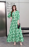 Printed Medium-Sleeved Dress-Outfit