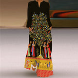 V-neck Long Sleeve Ankle-Length Vintage