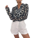 Fongt Autumn Sexy Leopard Print Chiffon Shirt Women's Shirt OL Temperament Commuter