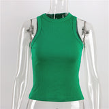 Fongt New Slim Rib Sleeveless T-Shirt Jacket Female Short Sexy Slim