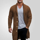 Fongt Men's Men's Long Knit Shirt Coarse Needle Twisting Shirt Sweater Woven Coat