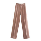 Pants Women Casual Chic Straight Pants Elegant Office Wear High Waist Pants Women Loose Pants Female Solid Pants