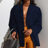 Fongt Autumn And Winter New Women's Wear Temperament Retro Brown Loose Pocket Long Sleeve Suit Jacket