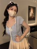 Fongt Desire Wind Hot Girl Short Sleeved T Shirt Female Minority Short Design Feeling Tight Show Thin Coat