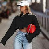 Fongt Women's Clothing 2025 Summer New Thin Top Long-Sleeved Short Design To Feel The Belly White Shirt Women