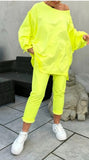 Fongt New Casual Solid Color Collar Long-Sleeved Top Sports Trouser Suit Women