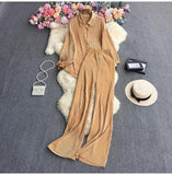 Fongt Suit Female Temperament Loose Long-Sleeved Shirt Two Sets Of Leisure High-Waist Hanging Pendant 100 Rolls