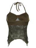Halter Ruched Backless Cami Top-Outfit