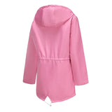 Long-sleeved Waterproof Mid-length Trench Hooded Striped