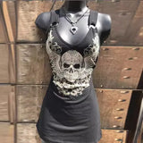 Fongt 2024 Alion Women's Skull Print Sleeveless Vest