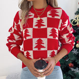 Fongt Shooting 2025 Autumn And Winter Christmas Tree Lattice Lantern Long-Sleeved Jacket Sweater Women's Clothing