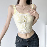 Fresh Girl Lace Splicing Yellow Bow Harness Dopamine Pure Desire To Fold And Wear A Two-Piece Set-Outfit