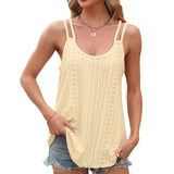 / Summer 2024 New Solid Color Round Collared Sleeveless Sling Vest Top-Outfit