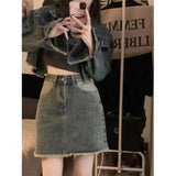 Fongt Fashion Suit Women's Short Jacket Jacket Autumn New Package Hip Skirt Temperament Skirt Two Set-Outfit