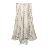 Fongt Women's Holiday Style Snake Print Irregular Wide Swing Skirt 05233882741