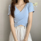Fongt Summer New Design Cross Versatile Show Slim Short-Sleeve T-Shirt Korean Version Short Pure Color Jacket