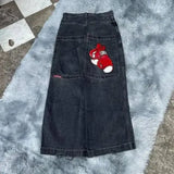 High Street Jeans Y2K Hip Hop Printed Cartoon Retro Loose Men Wide-Outfit