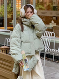 Glove Style Candy Color Down Jacket Female Short Style 2024 Winter Fashion Dopamine Small Bread Clothes Coat Tide-Outfit