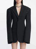 Fongt Goods Personality Breasted Splicing Small Suit 2024 Spring New Fashion Design Sense Loose Versatile Suit Jacket Female-Outfit