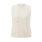Sleeveless Knit Button Top-Outfit