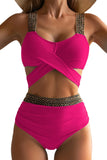 Fongt New Split Solid Color Swimsuit Female Bikini Triangle Sexy Slim Tall Waist