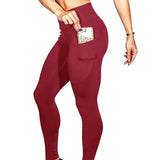 Yoga Pants Solid Color Body-Building Exercise Running Fitness Training Tights Leggings For Women-Outfit