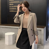 Spring And Summer New Korean Solid Color Small Suit Jacket Women's Casual Loose Coat Temperament Small Fragrant Style Suit Trend-Outfit