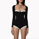 Fongt Women's Fall 2023 New Fashion Sexy Hot Girl Pure Desire Slim Waist Long Sleeve Jumpsuit