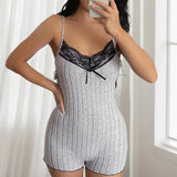 Girl Style Hollowed-Out Back Butterfly Lace Pure Desire To Pit Basic Household Jumpsuit Summer Style-Outfit
