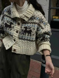 Buttoned Retro Printed Cardigan-Outfit