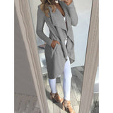 Fongt Big-Size Wish Ebay Fashion Pure Color Collar Repair Long Wind Coat Woman