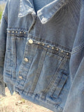 Denim Jacket Women Rivet Diamond Jean Coat 2023 Spring Autumn Blue Small Outerwear Casual Tops Lady All-match