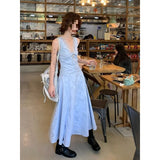 Fongt Errors No Errors Summer New Design With Blue Lace Splicing Kinesi Dress Woman