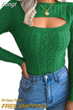 Winter Cutout Knit Sweaters Clothes for Women 2023 2023 Vintage Long Sleeve Cable Knit Round Neck Slim Cropped