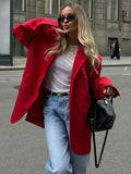 Suit 2024 Summer New Temperament Shoulder Pads Loose Lapel Pocket Red Suit Jacket-Outfit