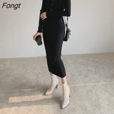 Women's Autumn and Winter Long Skirt Shows Thin and High Temperament Sexy Tight Hip Wrap Long Sleeve Knitted Dress White