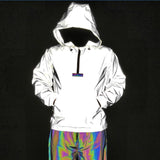 Highlight Hooded Jacket Half Zipper Full Reflective Jacket Jumper-Outfit