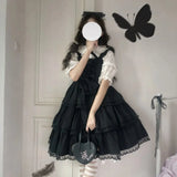 Red Sweet Lolita Princess Dress Kawaii Palace Style Lace Bow Fairy Cosplay Gothic Party Mini Dresses Lolita Jsk Outfit-Outfit