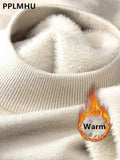 Thicken Sweater Womens Casual Warm Velvet Lined Big Size 4xl Knit Pullover Half Turtleneck Poleras Soft Knitwear