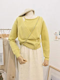 Autumn New Chi Design Feels Irregular And Fake Two Three-Button Waist Knitted Sweaters-Outfit